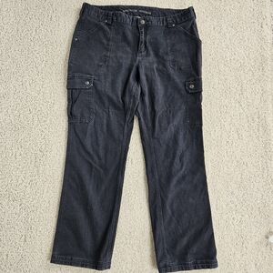 Duluth Trading Co Curvesetter Waistband Womens Black Cargo Stretch Pants 18x33